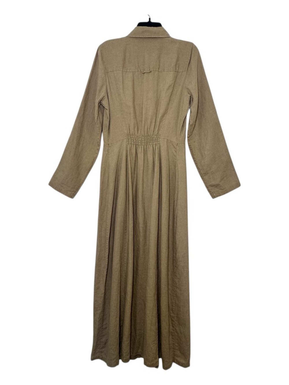 Soft Surroundings 100% Linen Tan Button-Front With Two Front Pockets Maxi Dress - Picture 3 of 14
